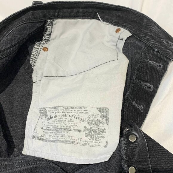 Levi's 501 XX Black Straight Leg Fit Jeans Men's 35x32 Button Fly Cotton Denim - Picture 5 of 8